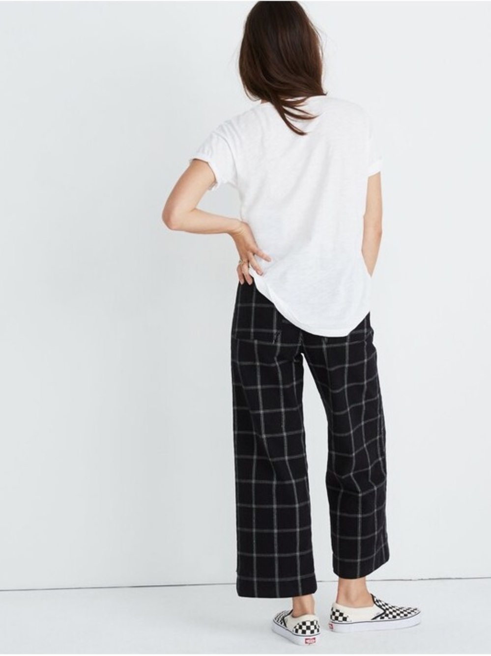 Madewell Slim Emmett Wide-Leg Crop Pants in Space-Dyed Windowpane